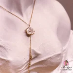 گردنبند طلا زنانه طرح گل صدفی مدل آویزدار - تصویر 5